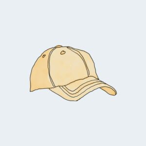 A drawing of a baseball cap on top of a white background.